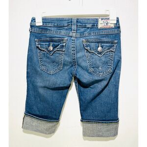 True Religion denim shorts classic bermudas blue USA made casual men's 27 youth